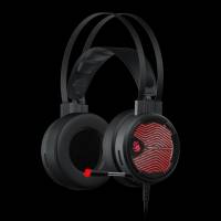 Наушники A4Tech Bloody M620T (полноразмерные закрытые, подключение по USB, с микрофоном, регулятор, игровые, контроллер ToneMaker 7.1 / 2.0 / Smart Gaming, 2m, подсветка, black-red)