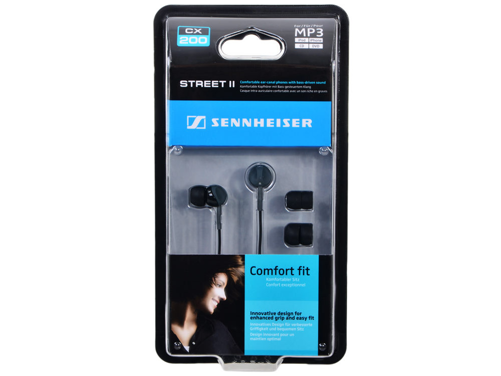 Наушники Sennheiser CX 200 (затычки, без микрофона, 1.2m, black)