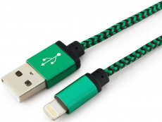 Кабель USB 2.0 Am - Lightning 1.0m (CC-APUSB2gn 1m, нейлоновая оплетка, green) Cablexpert
