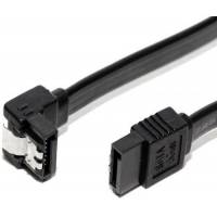 Кабель интерфесный SATA, 0.4m (угловой разъём, защёлки, black)