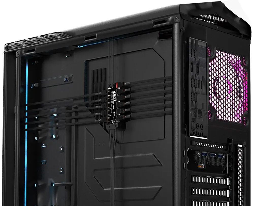 Разветвитель питания SATA (m) -> 6x Fan 4 pin (f) + 5x ARGB (Eleven in One, PWM, black) JEYI