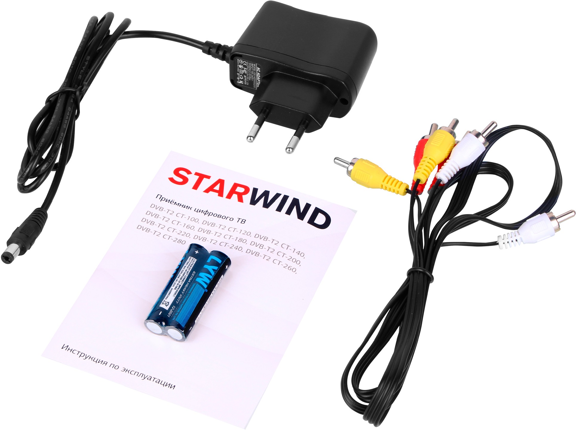 Тюнер для цифрового ТВ внешний / Медиа-проигрыватель Starwind CT-140 (1080p, DVB-T/T2/C, HDMI, JPEG, MKV, 2xUSB, Time Shift, black)