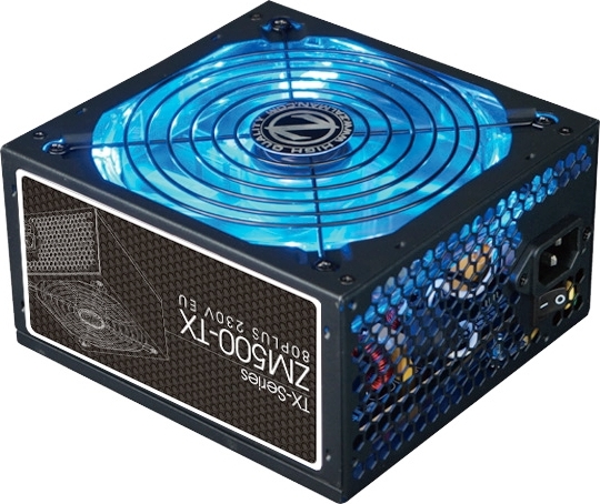 Блок питания ZALMAN 500W (ZM500-TX, 80+, 140mm, 20+4+4+4pin, 2*PCI-E 6+2pin, 5*SATA, 3*HDD, 1*FDD) RTL