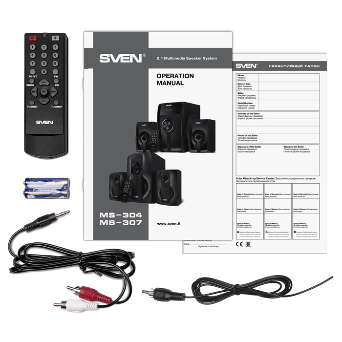 Колонки Sven MS-304 (40W, Bluetooth, ПДУ, FM, USB, SD, black)