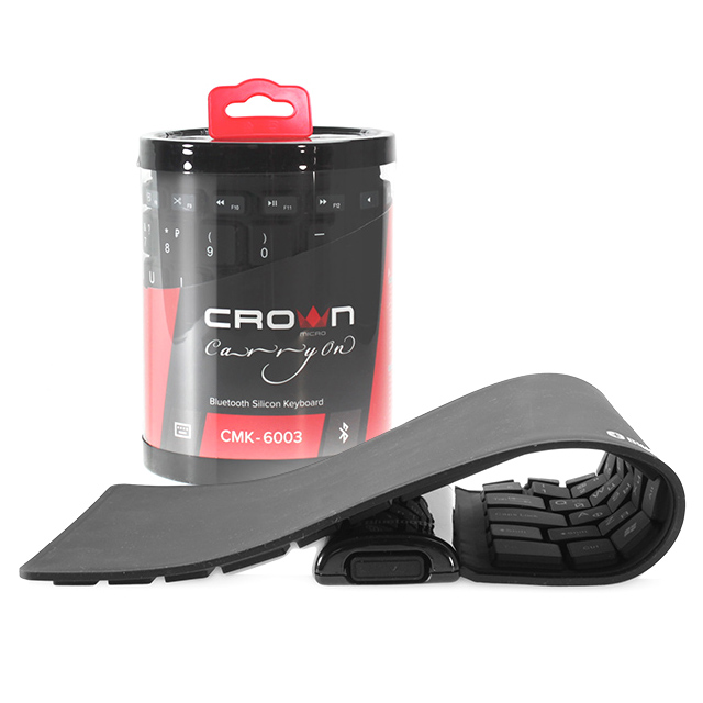 Клавиатура Crown CMK-6003 Silikon (Bluetooth V3.0, аккумулятор, гибкая, водонепроницаемая, black)