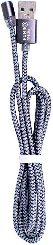Кабель USB 2.0 Am - micro USB 1.0m (FMC-01GREYM, 2.4A, нейлоновая оплётка, магнитный, grey) FUMIKO