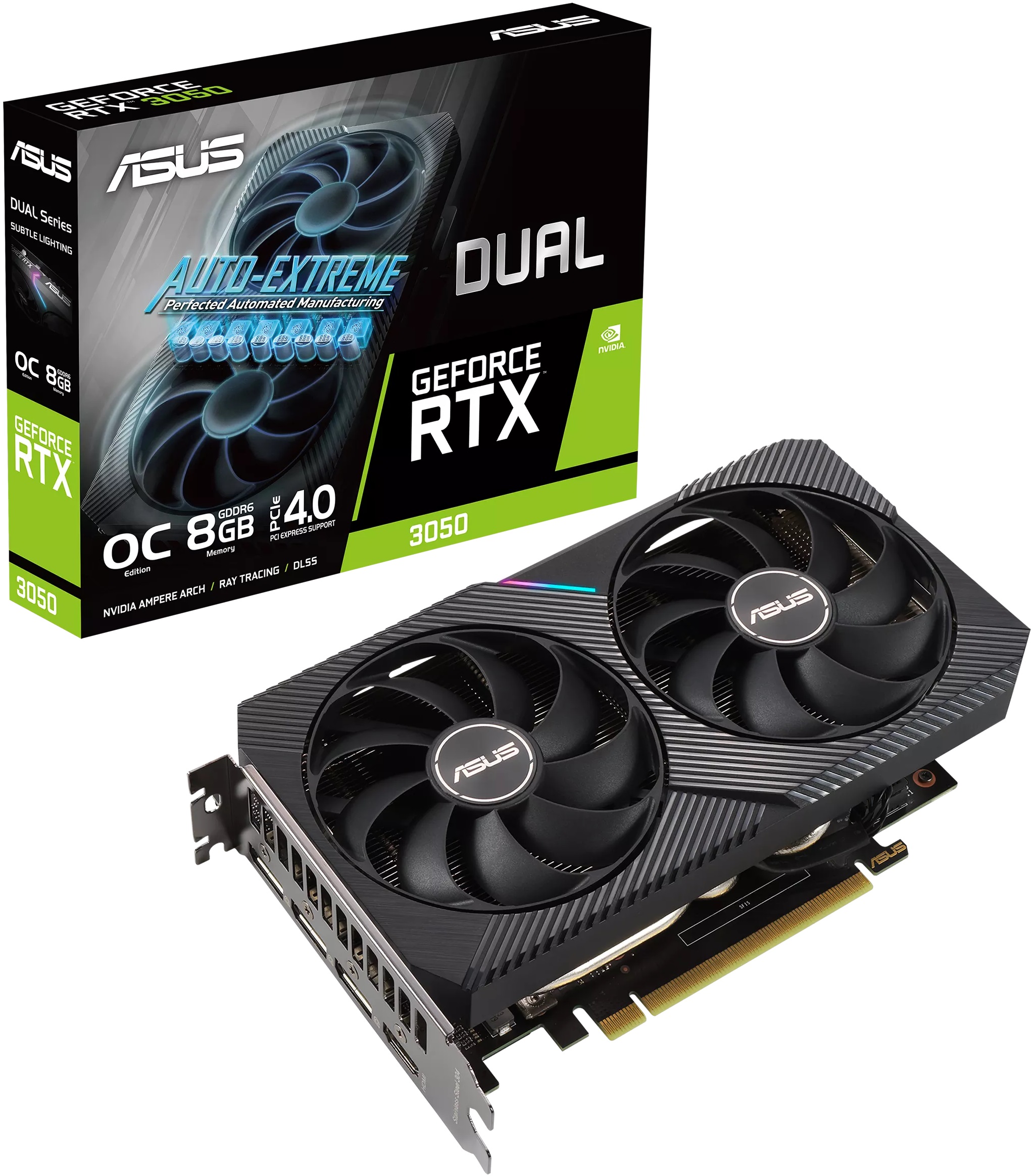Видеокарта ASUS GF RTX3050 8Gb (DUAL-RTX3050-O8G, 128bit, GDDR6, HDMI+3xDP) RTL