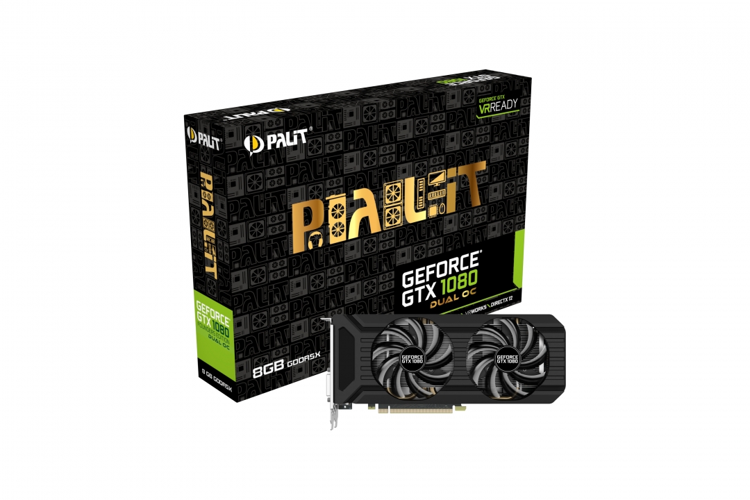 Видеокарта Palit GF GTX1080 DUAL OC 8Gb (256bit, GDDR5X, 3xDP+DVI+HDMI) RTL