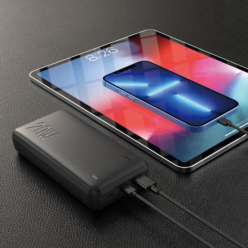 Внешний аккумулятор hoco J87A Tacker (литий-полимерный, 20000mAh, вход 3A micro USB + Tupe-C, выход 3A max, QC3.0, PD, 20W, black)