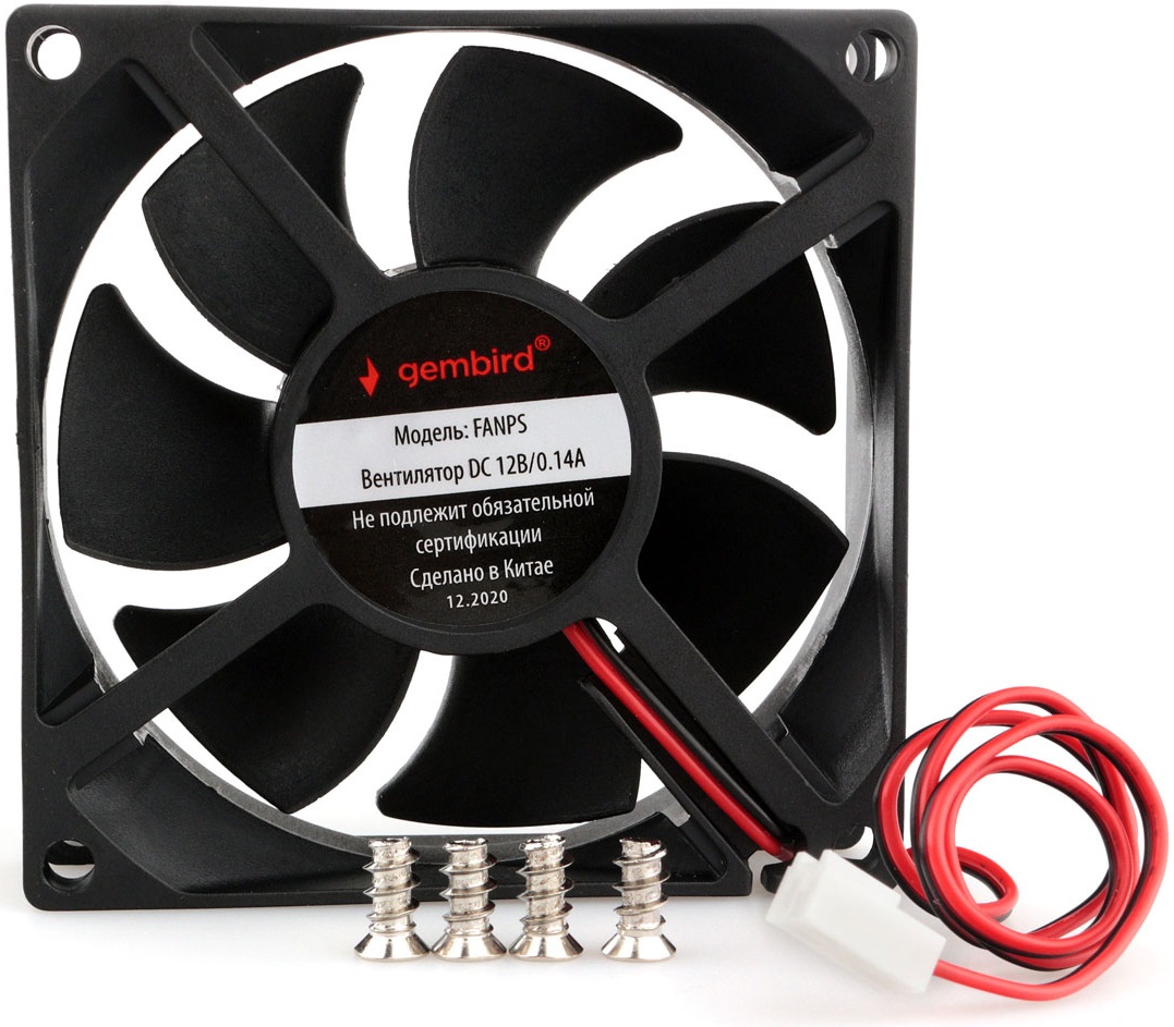 Вентилятор Gembird FANPS (80x80x25, sleeve, 2500rpm, 30dBa, 2pin, black) OEM