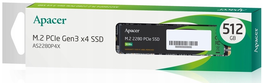 Накопитель SSD M.2 (2280) 512Gb Apacer AS2280P4X (AP512GAS2280P4X-1, 2100/1500Mbs, PCI-E Gen3 x4, NVMe 1.3)