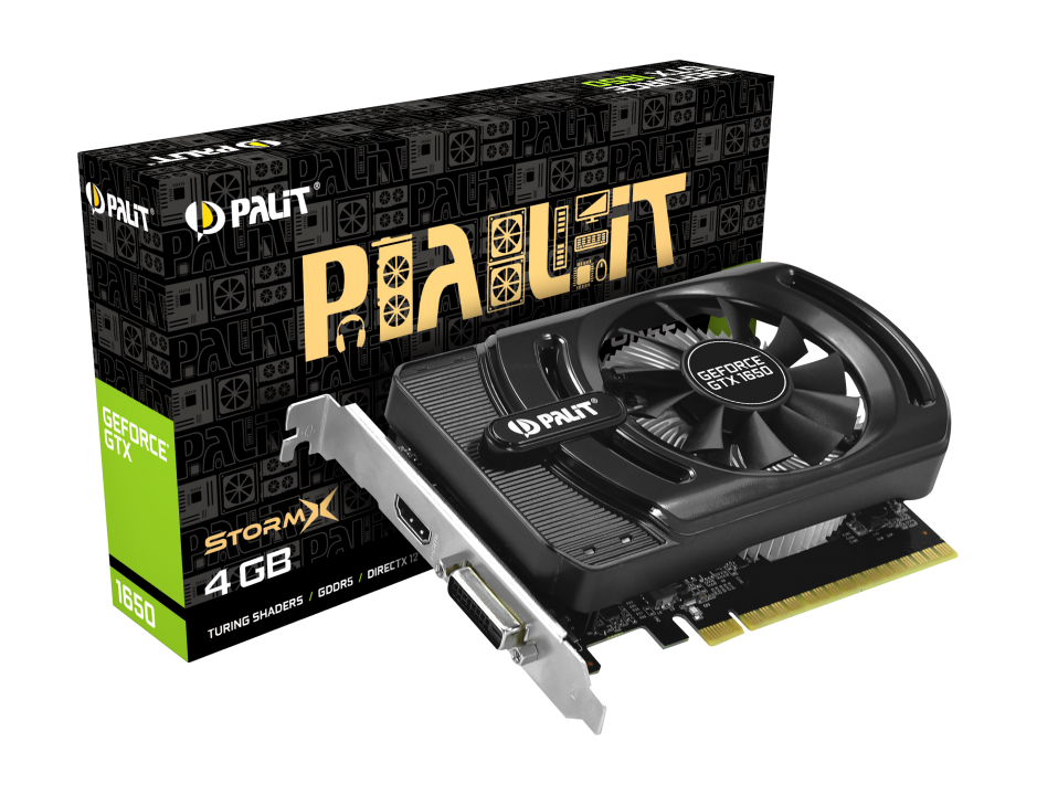 Видеокарта Palit GF GTX1650 STORMX 4Gb (128bit, GDDR5, DVI+HDMI) RTL