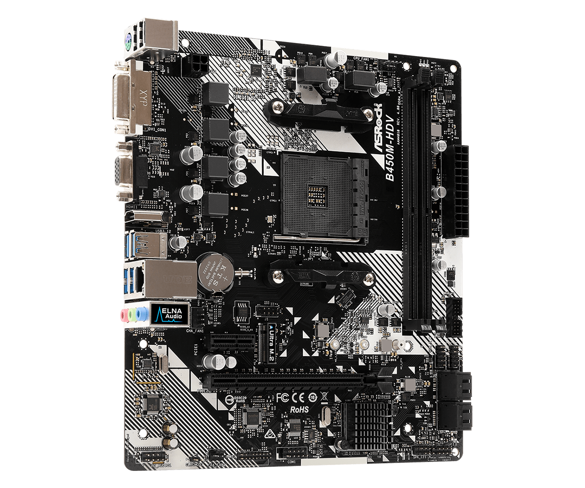 Материнская плата ASRock B450M-HDV R4.0 (AM4, mATX) RTL