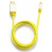 Кабель HDMIm-microHDMIm 1.0m (KCP-HDMIDny, ver.1.4, с позолоченными контактами, нейлоновая оплётка, yellow-silver) Konoos