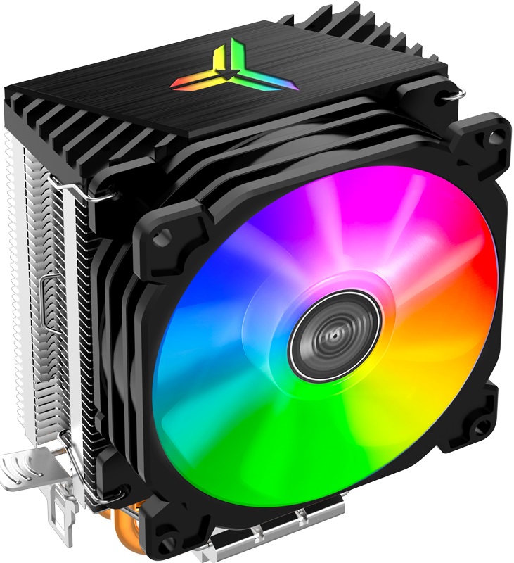 Вентилятор JONSBO CR-1200 (1150/1151/1155/1156/1200/1700/AM4/AM5, 92mm, Al, 2000rpm, 27dBa, 2 тепловые трубки, DTH, 3pin, 95W, rainbow LED, black) RTL