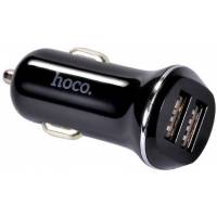 Зарядное устройство от прикуривателя hoco Z1 (12/24V - USB, 2*USB, 2.1А max, кабель Lightning 1m, black)