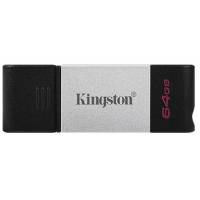 Флеш накопитель USB 3.2 64Gb Kingston DataTraveler 80 (DT80/64GB, OTG Type-C, 200MB/s, black-silver)