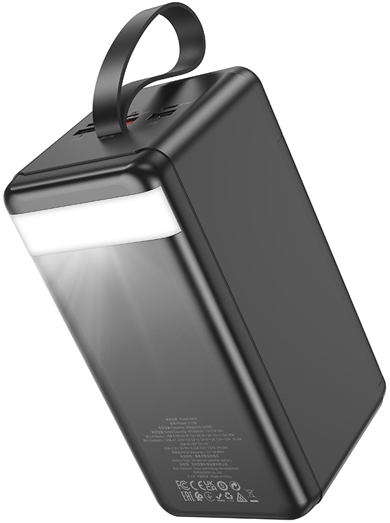 Внешний аккумулятор hoco J123D Element (литий-ионный, 90000mAh, 3*USB 3A max, вход 3A, QC3.0, PD3.0 20W, лампа, black)