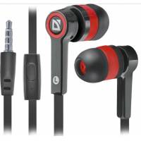 Наушники Defender Pulse 420 (затычки, с микрофоном, 1.1m, black-red)