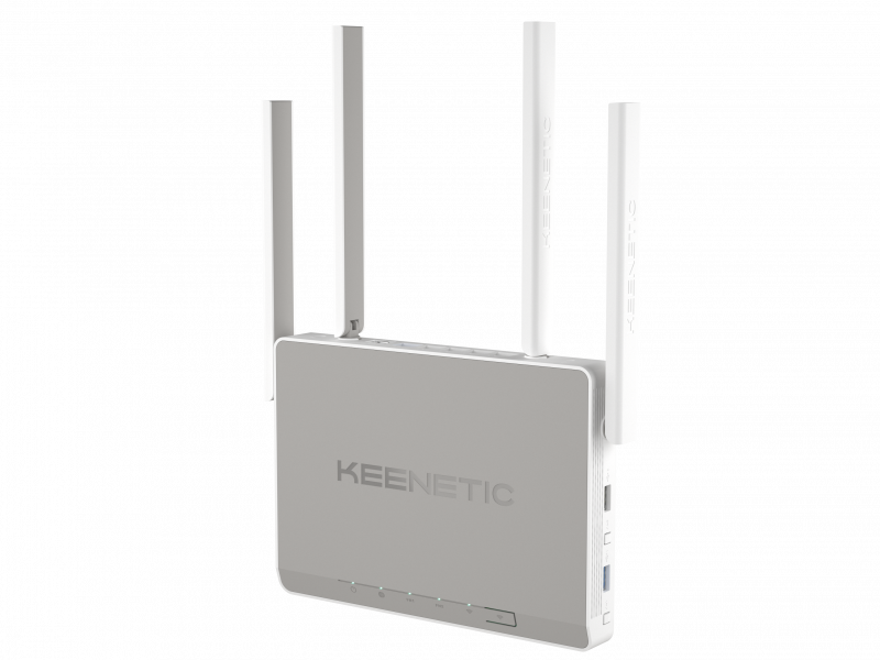 Роутер Keenetic Ultra (KN-1810) (2533Mbps, 2.4/5GHz, 4 ports, 1000Mbps, 4 внешние несъёмные антенны 5dBi, 2*USB, USB Printer/FTP Server/3G/4G, white-grey)