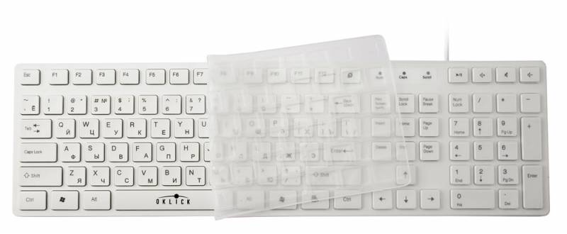 Клавиатура Oklick 556S (USB, защитная плёнка, white)
