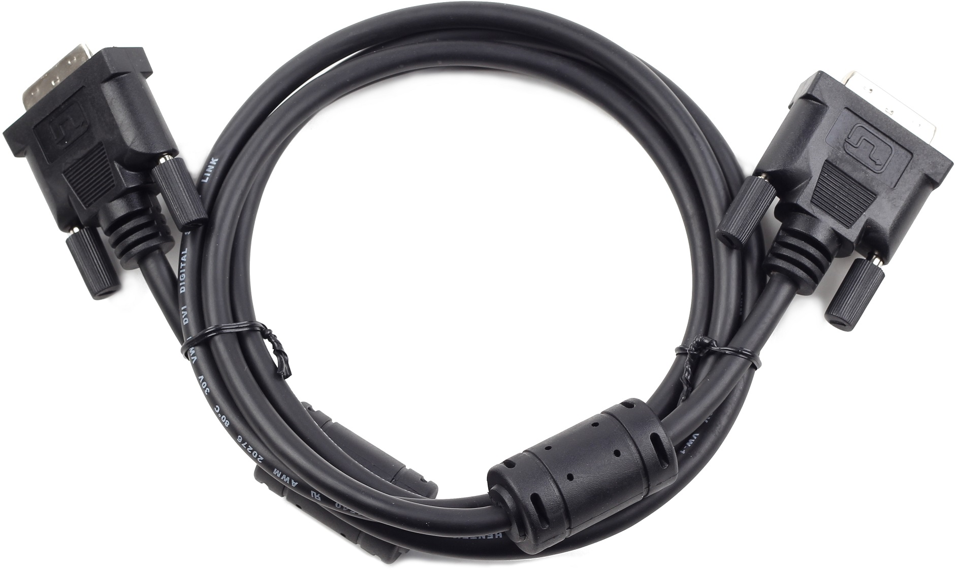 Кабель DVI (m) - DVI (m) 1.8m (CC-DVIL-BK-6, single link, 2 ферритовых фильтра, экранированный, black) Cablexpert