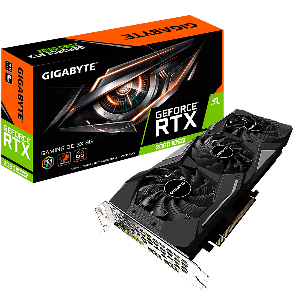 Видеокарта Gigabyte GF RTX2060 SUPER GAMING OC 3X 8Gb (GV-N206SGAMING OC 8GD, 256bit, GDDR6, HDMI+3xDP) RTL