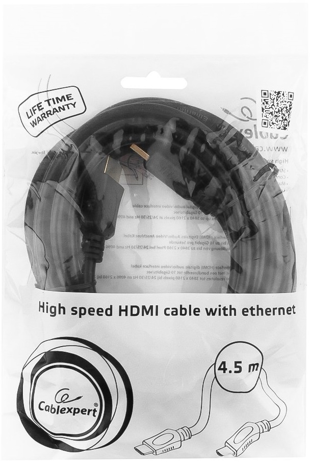 Кабель HDMI (m) - HDMI (m) 4.5m (CC-HDMI4L-15, 4K, ver.2.0, с позолоченными контактами, экранированный, black) Cablexpert