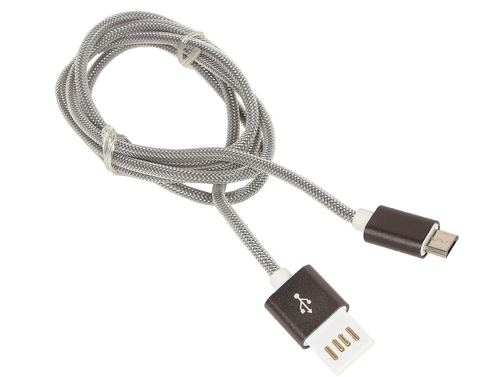 Кабель USB 2.0 Am - micro USB 1.0m (CCB-mUSBgy1m, мультиразъём, армированная оплетка, блистер, grey-silver) Cablexpert