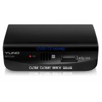 Тюнер для цифрового ТВ внешний / Медиа-проигрыватель YUNO DVT-1102 (1080p, DVB-T/T2, HDMI, JPEG, MKV, USB, Time Shift, black)