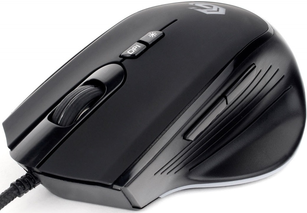 Мышь Gembird MG-570 (USB, optical, 3200dpi, RGB подсветка, игровая, 1.8m, soft-touch, black)
