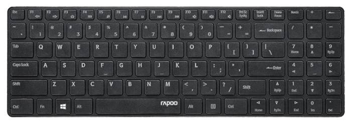 Клавиатура беспроводная Rapoo E9100P (ультратонкая, мультимедийная, с основой из нержавеющей стали, black)