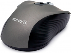 Мышь беспроводная FUMIKO HUSHE FMA-15-GR (optical, 1600dpi, AA (нет в комплекте), бесшумный клик, soft-touch, black-grey)