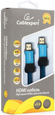 Кабель HDMI (m) - HDMI (m) 4.5m (CC-G-HDMI01-4.5M, 4K, ver.1.4, с позолоченными контактами, тканевая оплётка, black-blue) Cablexpert