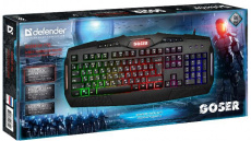 Клавиатура Defender GOSER GK-772L (USB, мультимедийная, игровая, регулируемая подсветка, black)
