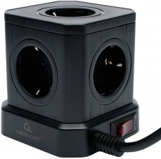 Сетевой фильтр Cablexpert Tower (TWR-5-U4-B-2, 5 розеток, 4*USB 2.4A (3.1A max), 2500W, 10A, black) RTL