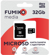 Карта памяти SDmicro Card 32Gb FUMIKO (FMD-05, Class 10, 25/15MB/s, адаптер SD)
