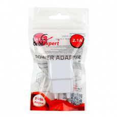 Адаптер питания Cablexpert MP3A-PC-11 (100/240 В - USB, 2*USB, 2,1А, 10.5W, white)