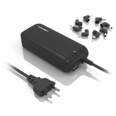 Зарядное устройство для ноутбука Crown CMLC-3295 (вход 110-220V, выход 10-20V (автоопределение), USB 1A, 90W, black)