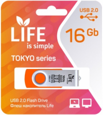 Флеш накопитель USB 2.0 16Gb LIFE TOKYO (LF16TOORANGE-01, orange)
