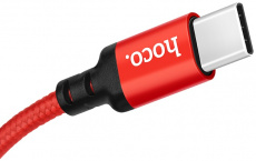Кабель USB 2.0 Am - Type-C 1.0m (X14 Times Speed, 3A, нейлоновая оплётка, red-black) hoco