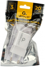 Адаптер питания скоростной Cablexpert MP3A-PC-46 (100-240V - USB, USB Type-C, 5V-3А, 9V-2A, 12V-1.5A, 20W, быстрая зарядка, QC3.0, PD, white)
