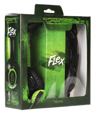 Наушники QUMO Flex GHS 0003 (полноразмерные закрытые, с микрофоном, регулятор, игровые, 2.0m, black-green)