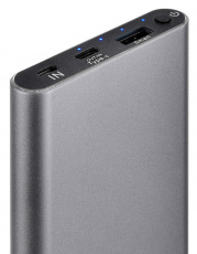 Внешний аккумулятор Digma DG-ME-10000 (литий-полимерный, 10000mAh, USB 3A, USB Type-C, вход 3A, металлический, dark grey)