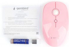 Мышь беспроводная Gembird MUSW-390 (optical, 1600dpi, AA, pink)