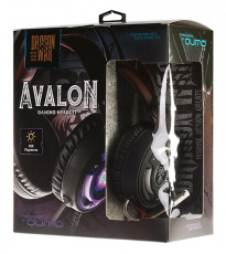 Наушники QUMO Avalon GHS006 (полноразмерные закрытые, c микрофоном, подсветка RGB, игровые, 2.2m, black-brown)