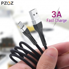 Кабель USB 2.0 Am - Type-C 0.5m (быстрая зарядка, нейлоновая оплётка, black) PZOZ