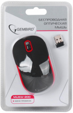 Мышь беспроводная Gembird MUSW-200BKR (optical, 1000dpi, AA, black-red)