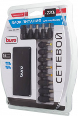 Зарядное устройство для нетбука Buro BUM-0054B65 (вход 110-220V, 65W,выход 12/15/16/18/18.5/19/19.5/20V, USB 1A, black)