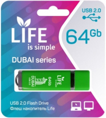 Флеш накопитель USB 2.0 64Gb LIFE DUBAI (LF64DUGREEN-01, green)